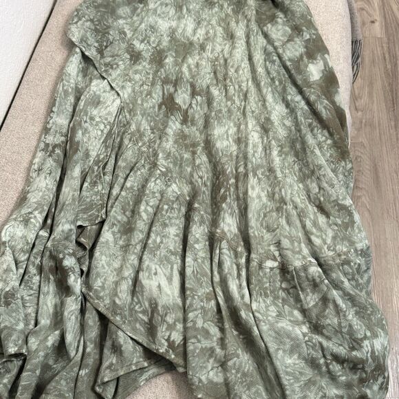 Vintage Skirt Women M Green Hand Dyed Layered Midi Flowy Hippie Grunge Fairy 90s - Picture 3 of 6